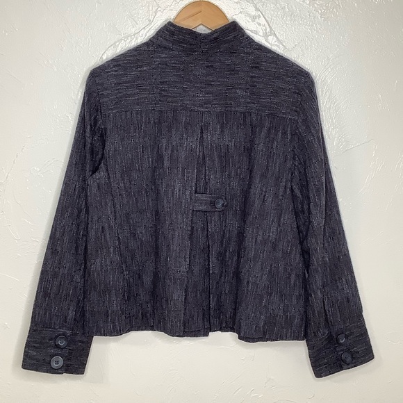 J Jill mini cape style jacket in hues of blues with black size medium EUC - Picture 6 of 10